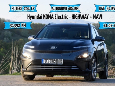 OCAZIE EXCEPȚIONALĂ! Hyundai Kona Electirc 204CP Highway+Navi