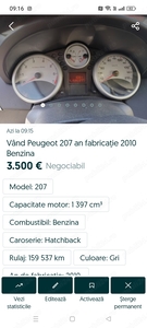 Vând Peugeot 207 an fabricație 2010