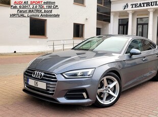 Audi A5 SPORT edition 113.000 Km reali 190CP*MATRIX*VIRTUAL*AMBIENTALE*S-tronic*UNIC Proprietar