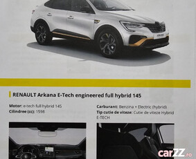 Renault Arkana E-Tech engineered full hybrid 145 Renault Arkana E-Tech