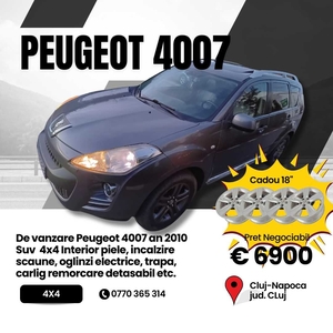 Peugeot 4007 4x4 7Locuri 2.2HDI 156CP 2010 trapa xenon navigatie piele Cluj-Napoca