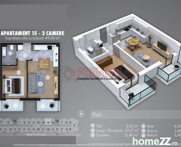 2 camere 2 balcoane - TVA inclus in pret