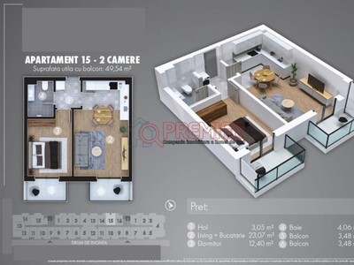 2 camere 2 balcoane - TVA inclus in pret