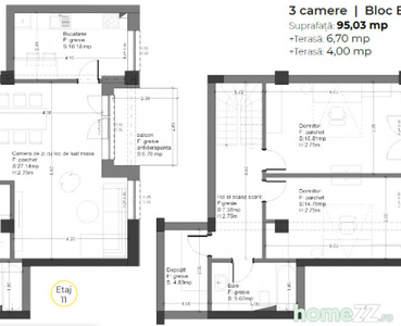 Apartament 3 camere in bloc nou