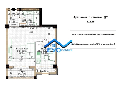 Apartament 1 camera de vanzare Valea Lupului Rond Era, bloc nou cu lif