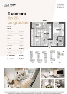 Apartament 2 camere cu gradina de 40 mp