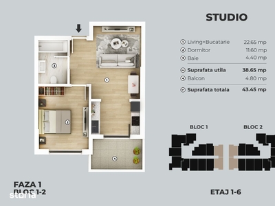 PROMOTIE!! STUDIO de lux 44mp , Metrou Berceni (5-7min)