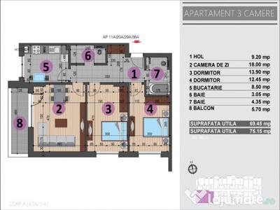 Apartament 3 camere decomandate in zona Grand Arena
