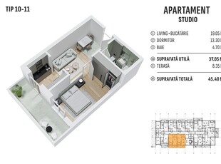 PROMOTIE!! Studio spatios 45mp , Metrou Berceni (15minute)