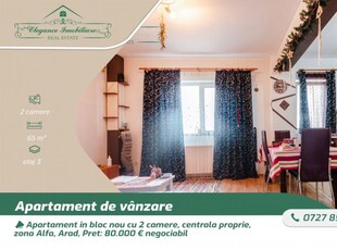 Apartament cu centrala proprie, 2 camere ,zona Alfa, Arad