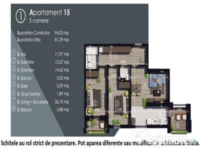Apartament 3 camere decomandat-Parc Teilor!