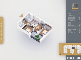 AP 3 CAM. LIVING OPEN-SPACE ,BLOC P+12 / 8 MIN METROU N. TECLU