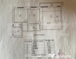 Apartament cu 3 camere decomandat, 76 mp, loc parcare subte