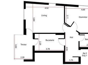 Apartament cu doua camere,59 mp ,incalzire in pardoseala,etaj 1,finalizat