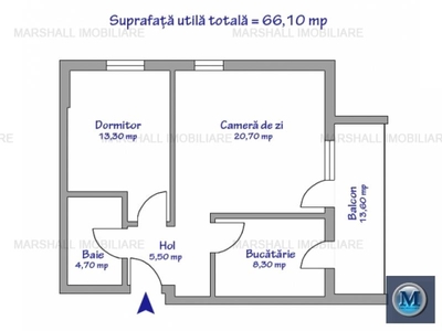 Apartament 2 camere de vanzare, zona B-dul Bucuresti, 66.1 mp