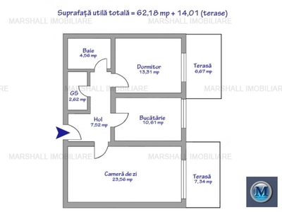 Apartament 2 camere de vanzare, zona B-dul Bucuresti, 76.19 mp