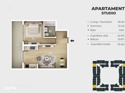 Apartament 2 Camere tip Studio - 7 minute Metrou Berceni - Mobilier bu