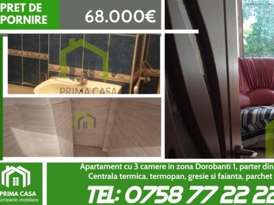 Apartament cu 3 camere ~ zona Dorobanti 1 ~ parter din 4 ~ cu imbunatatiri ~ Pret: 68.000neg.