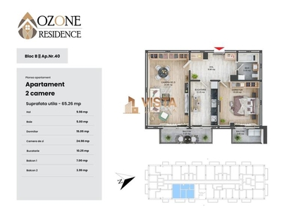 Ozone Residence, Apartament 2 camere, 66 mp utili, Tractorul