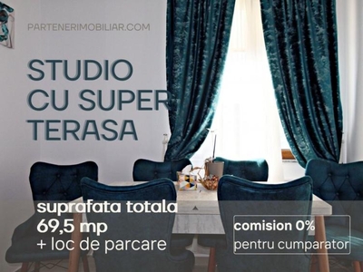 Studio elegant, cu terasa si loc de parcare in proprietate.