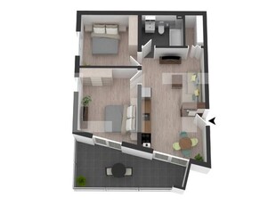 Apartament cu 3 camere, 60mp, terasa 14mp, Apahida