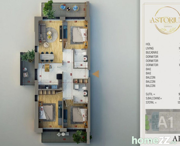 Apartament 4 camere 124.33mp