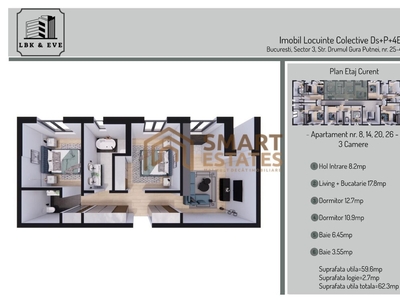 Apartament 2 camere, mobilat utilat, 67 mp, OMV Maratsi