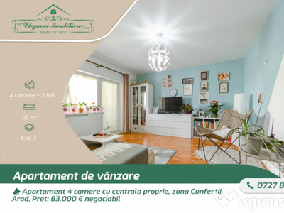 Apartament 4 camere cu centrala proprie ,zona Confecții, Ar