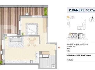 Apartament 2 camere, terasa generoasa, zona SEMICENTRALA