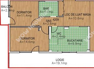 Apartament cu 3 camere 92 mp utili 3 balcoane etajul 1 zon