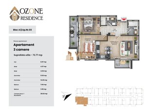 Ozone Residence, Apartament 3 camere, Zona CoresiTractorul, Brasov