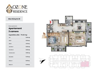 Ozone Residence, Apartament 3 camere79.5 mp utili, Zona CoresiTractorul, Brasov