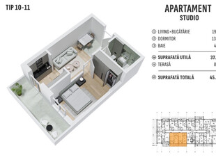 Apartament 2 camere /Popesti-Leordeni