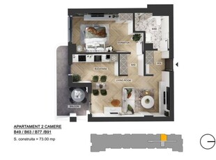 Vânzare Apartament cu Două Camere - Șoseaua București Nord