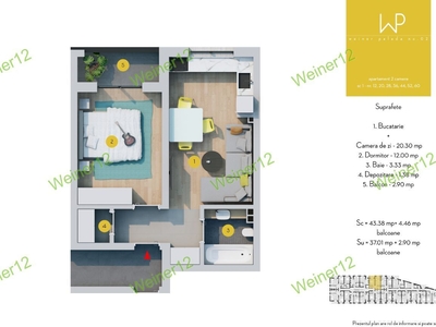 Apartament 2 camere Tip Studio Direct Dezvoltator Militari Weiner2