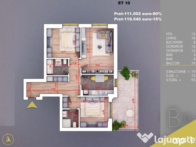 Theodor Pallady - apartament 3 camere cu terasa, 93 mp, C...