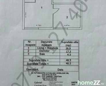 Apartament 2 camere 49 mp