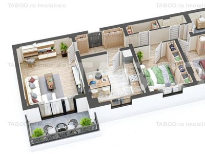 Apartament spatios 85 mpu cu 3 camere 2 balcoane 2 bai in Sibiu