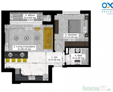 Rahova-Oxy Residence 2 camere Tip F mobilat/utilat