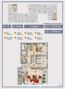 Apartament spatios | 3 camere | 2 bai | spatios