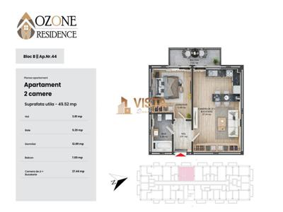 Ozone Residence, Apartament tip studio, 49 mp utili, Tractorul