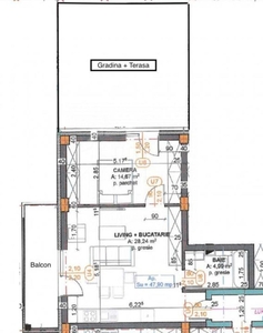 Apartament 2 camere cu gradina, finisat, 48 mp, zona Oasului