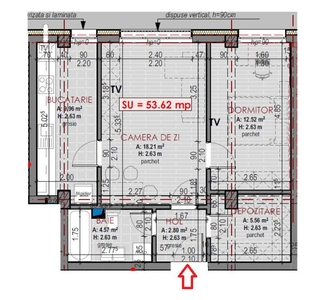 Apartament de 1 camera, semifinisat, decomandat, 32 mp., zona Terra