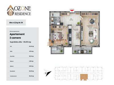 Ozone Residence, Apartament 2 camere, 66 mp utili, Tractorul