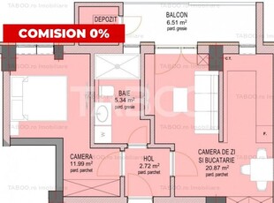 Apartament 43 mpu cu 2 camere etaj 1 cu lift zona Doamna Stanca Sibiu