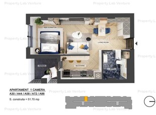 Apartament Studio - Șoseaua București Nord