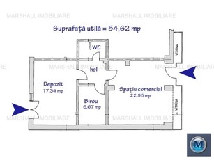 Spatiu comercial de inchiriat, zona Republicii, 54.62 mp