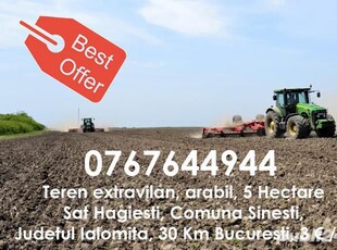 Teren agricol 50.000 mp, 30 km de Bucuresti, Hagiesti - Jud.Ialomita