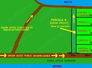 Vând Schimb Teren zona balta Mimi Bălata lângă Mureș 7 km Deva 2150 EURO 820mp