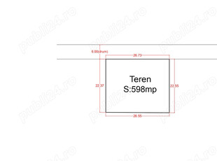 Vand teren 598 mp, front stradal 26.73m